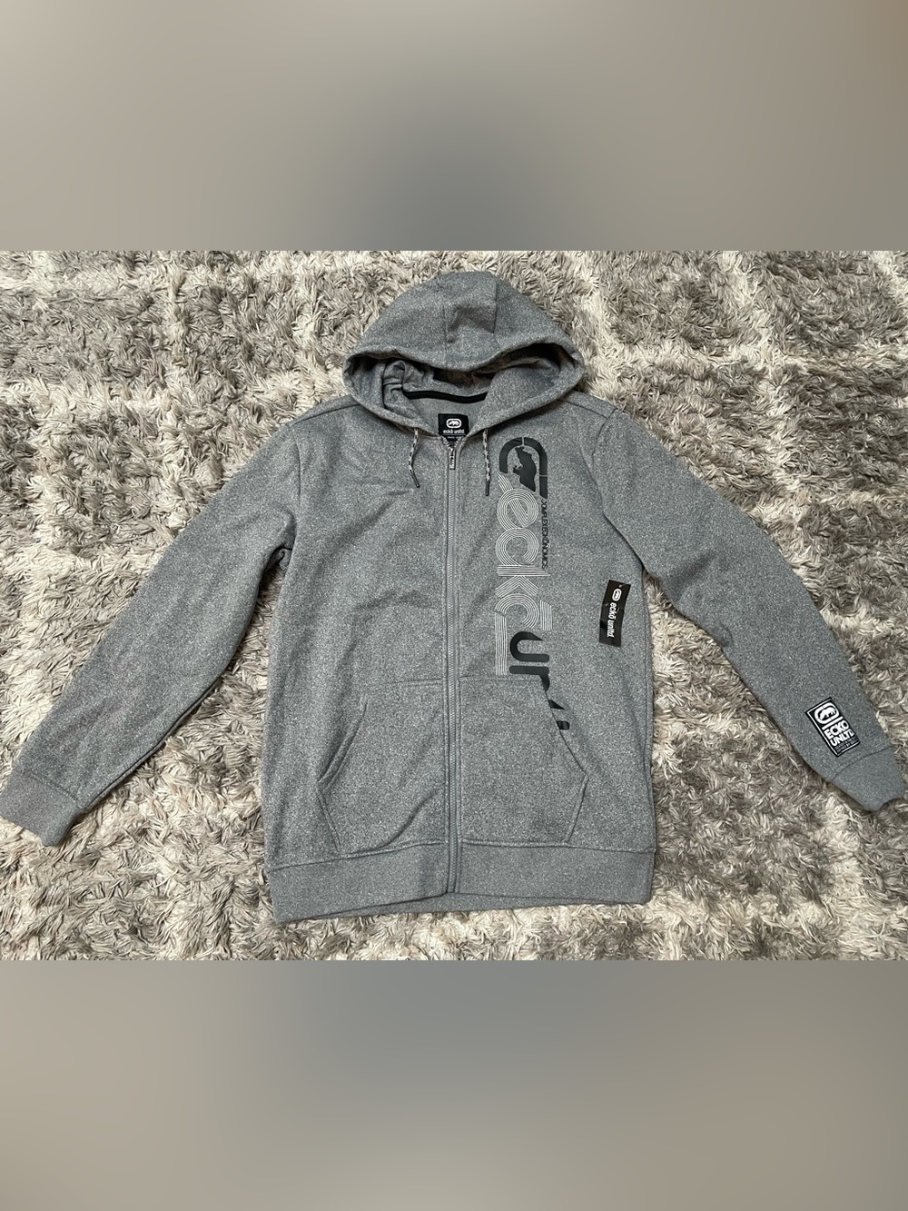 Ecko Unltd. Grey Marled Full Zip Hoodie Sweatshirt Men's Size Large NWT